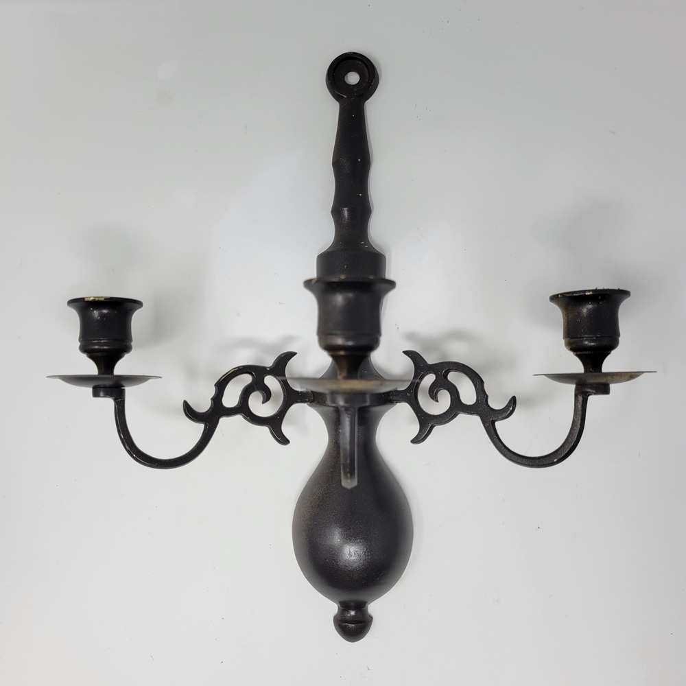 Vintage Brass Wall Sconce Triple Candle‎ Holder Ornate Scrollwork Made in Japan